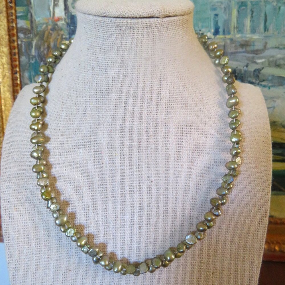Sage Green Seed Pearl Necklace